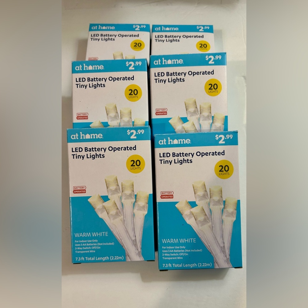 Lot of 6 NIB - 20 LED Tiny Lights Battery Operated 7.3 ft